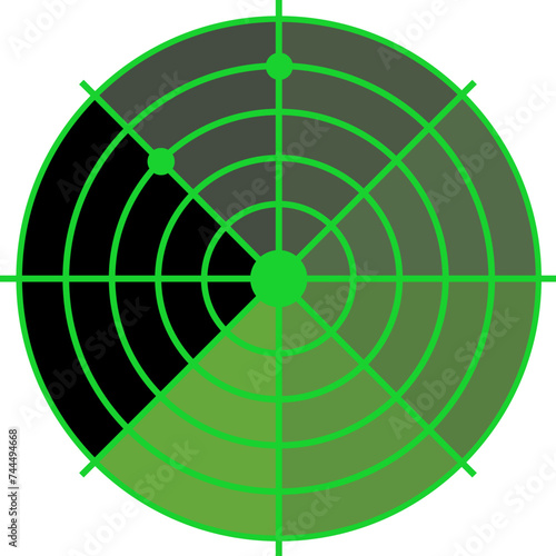 green radar screen flat vector icon