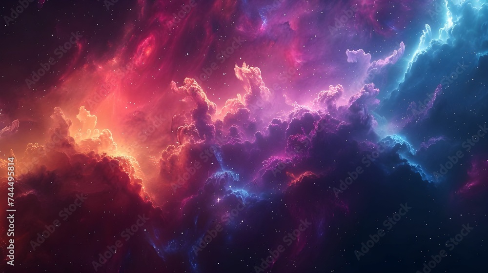 Vivid Galactic Nebula Clouds in Deep Space Ai generated