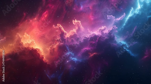Vivid Galactic Nebula Clouds in Deep Space Ai generated