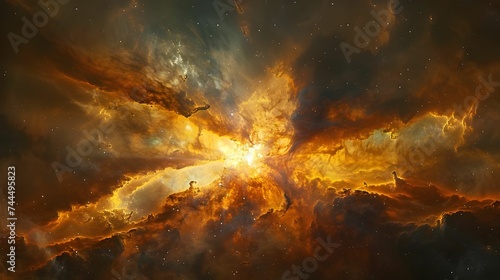 Cosmic Firestorm in the Carina Nebula Ai generated photo