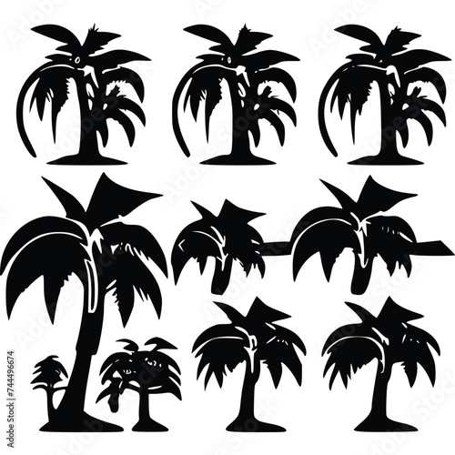 Black and white Vector illustration of  forest  trees  plants
