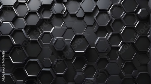 Abstract hexagonal backdrop pattern illuminated by lights, Tiled 3D wall background in a hexagonal shape. shiny tile wallpaper with white, futuristic tiles. 3D Compute
