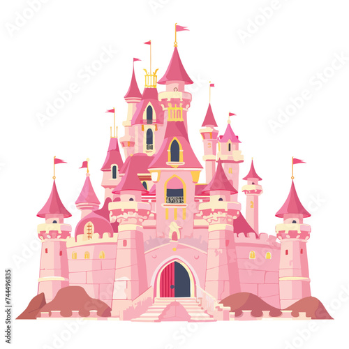 Cute Pink Castleector isolated on white background
