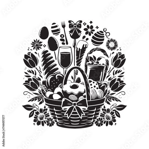 Easter Brunch Silhouette Extravaganza - A Journey into the Gastronomic Macabre with Easter Brunch Illustration and Brunch Vector
