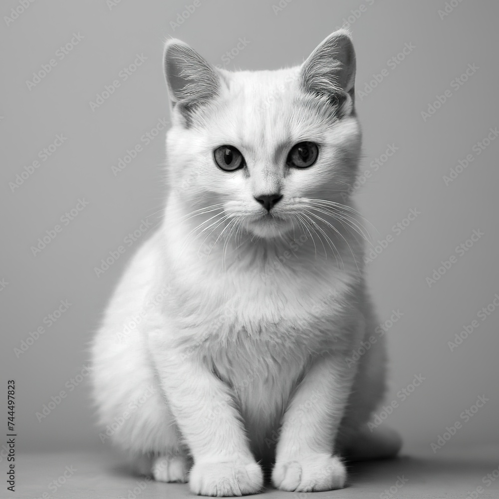 cute kitty with monochrome wall background cute kitty with monochrome wall background