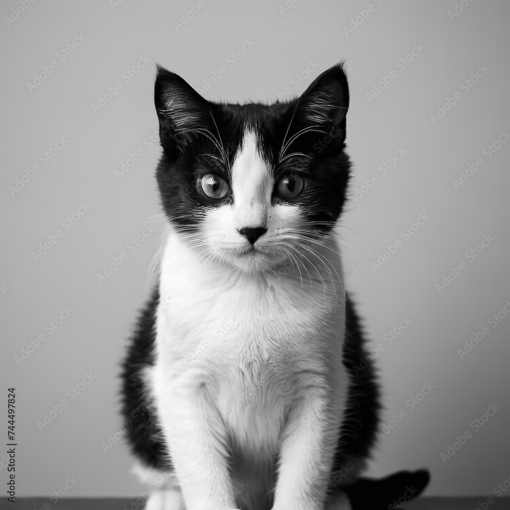 Obraz premium cute kitty with monochrome wall background