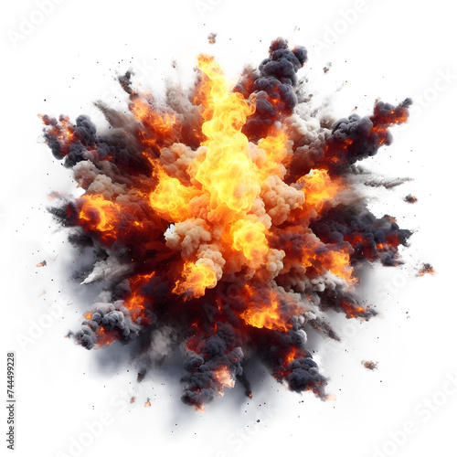 an explosion with fire and smoke isolated on transparent background AI Generated 