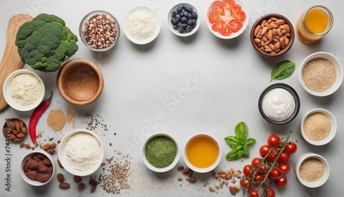 Assortment of delicious healthy recipe ingredients