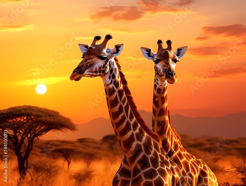 close up giraffe in the sunset © Reka