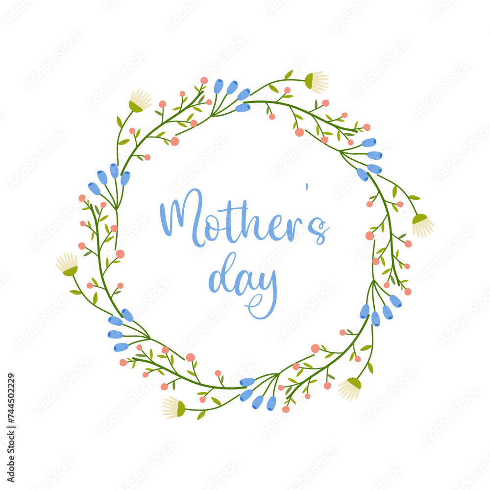 mothers day, text with floral frame on white background, for card design, congratulations mothers day, text with floral frame on white background, for card design, congratulations