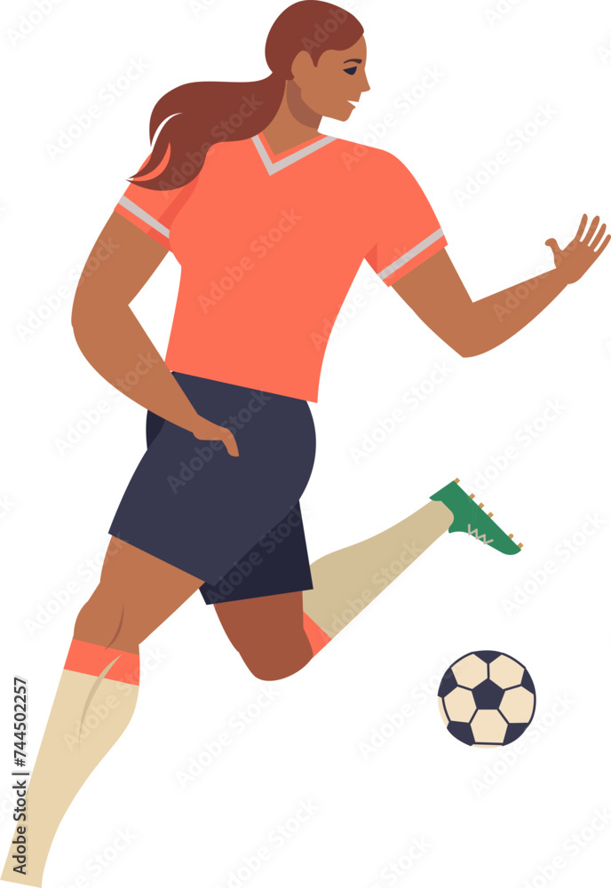 women's football players colorful icon illustration