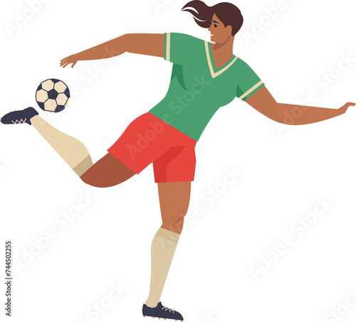 women's football players colorful icon illustration