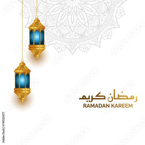 golden blue ramadan or ramadhan 3d islamic lantern lamp design