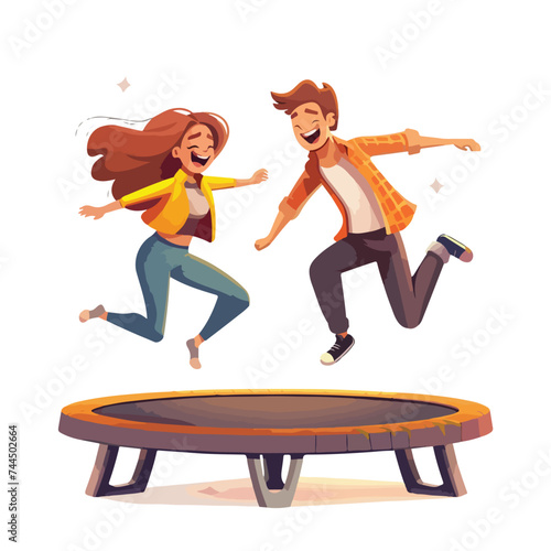 Excited Man and Woman Character Jumping and Bouncing