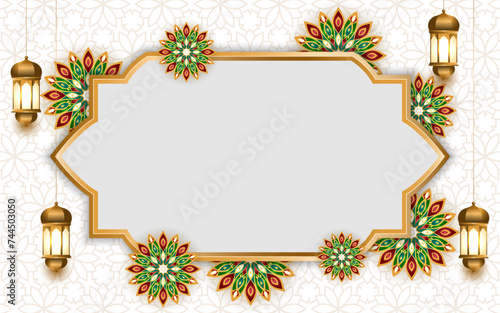 luxury arabesque islamic ramadan eid background banner with lantern 