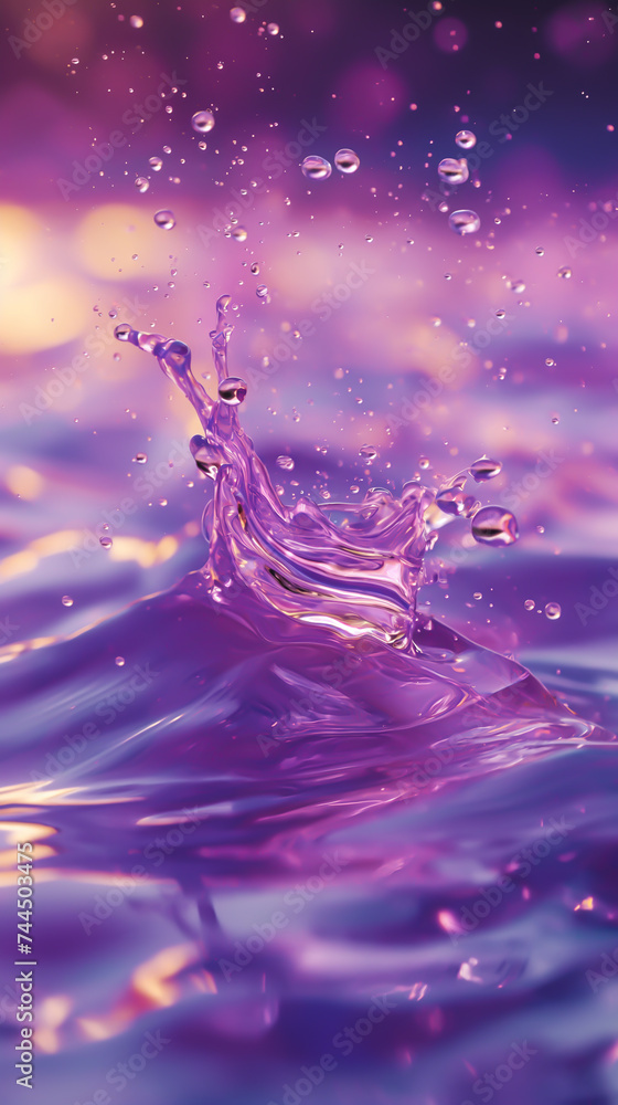 Holographic liquid water splashing illustration background Holographic liquid water splashing illustration background