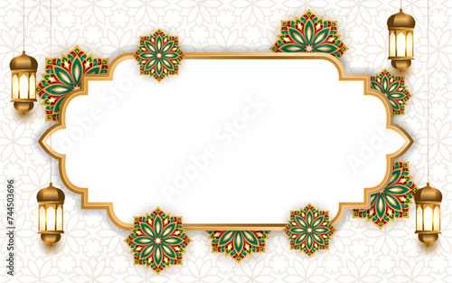 luxury empty frame islamic ramadan eid background banner with lantern 
