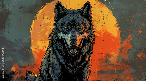 alpha wolf art illustration background