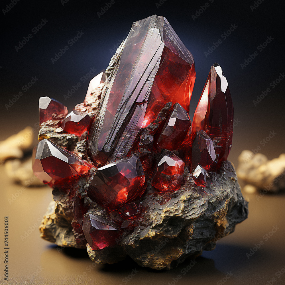 red fantasy crystal on dark background