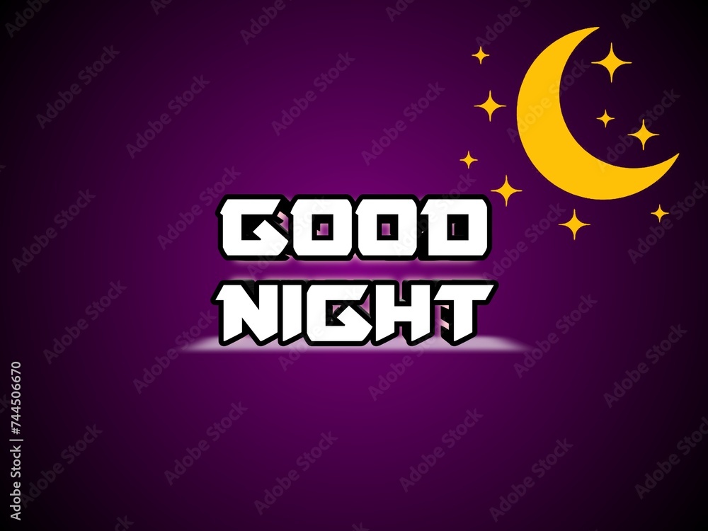 Good night text with a dark violet background Good night text with a dark violet background