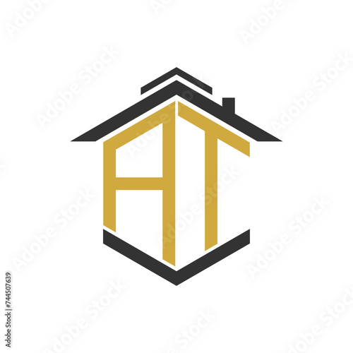 House logo design vector with illustration letter A and other