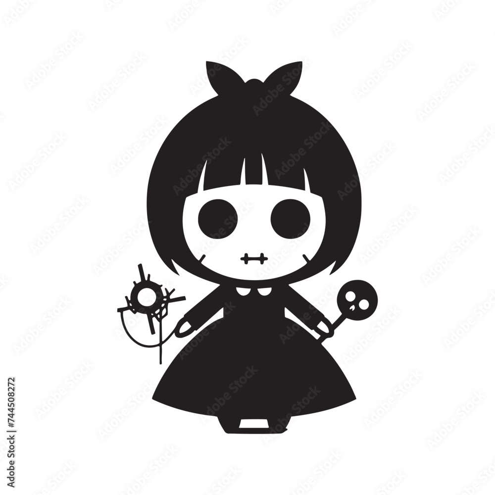 Eerie Halloween Eerie Doll Silhouette Ensemble - Crafting a Night of Spookiness with Halloween Eerie Doll Illustration and Halloween Eerie Doll Vector - Halloween Silhouette

