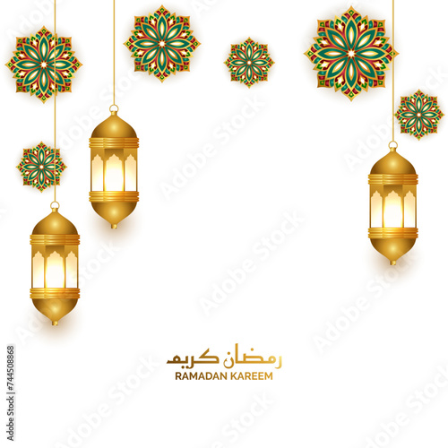 shiny golden ramadan or ramadhan 3d islamic lantern lamp design
