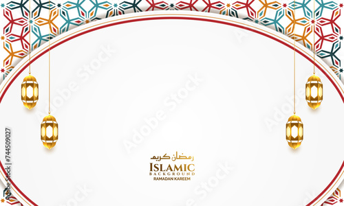 luxury islamic colorful ramadan eid background banner with lantern 