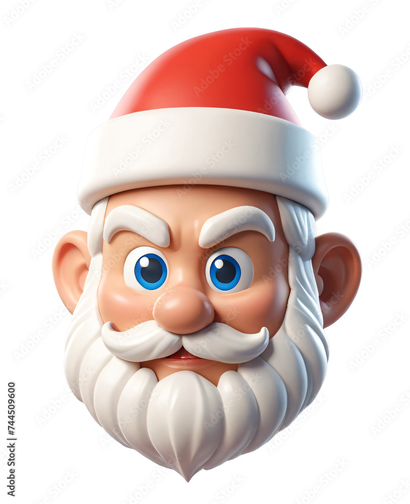 Cute 3d santa claus face icon isolated, cartoon head character Cute 3d santa claus face icon isolated, cartoon head character