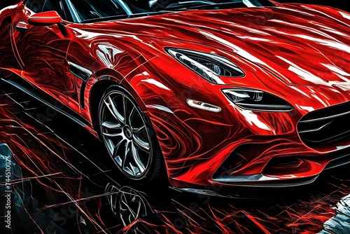 Modern red abstract sports car art effect design © MISHAL