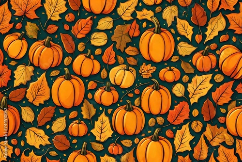 Autumn background. pumpkin and leaves