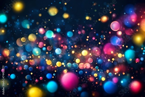 Vector abstract background with shiny blurred blue, yellow, pink colored lights in horizontal format