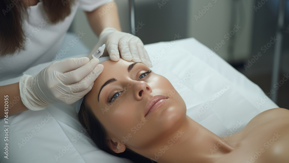 Calm subject undergoing a facial treatment with a meticulous esthetician's touch. Calm subject undergoing a facial treatment with a meticulous esthetician's touch.