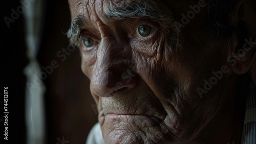 Portrait of contemplation, an elderly man's eyes tell stories of a well-lived life.