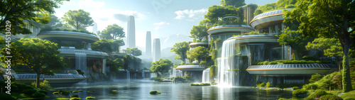 Utopian Fusion of Nature and Technology widescreen background