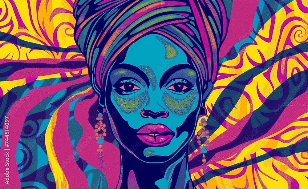 African Woman in Tribal Boho Illustration