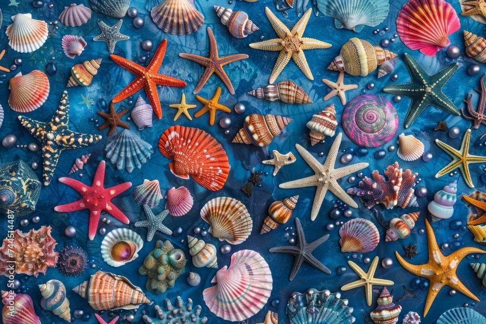 Colorful sea life pattern illustration. Colorful sea life pattern illustration.