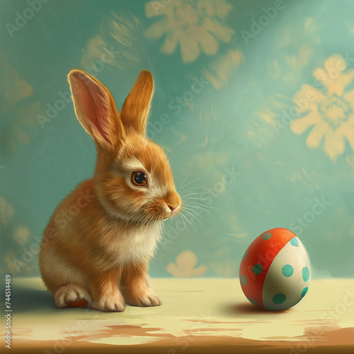 Sweet bunny with an easter egg