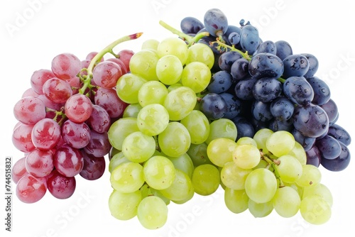 bunch of red grapes on white background 