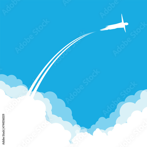flying to the goal. Businessman in the mantle as superman flies all higher. Business concept. Vector illustration.