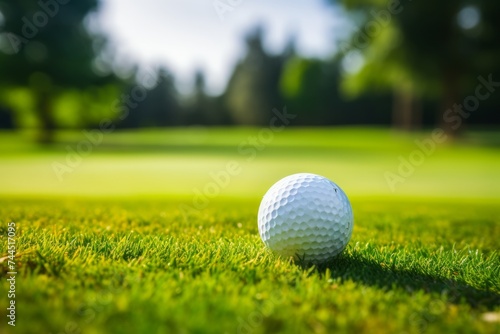 Group of golfers enjoying a leisurely game on a bright, sunny day in a picturesque setting