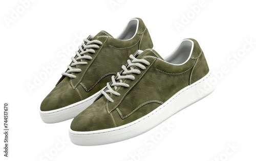 Elevating Style with Stylish Suede Sneakers On Transparent Background.