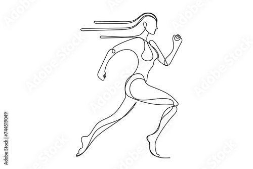 Art Line Running Woman Illustration. 