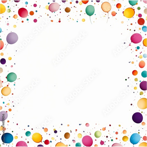 Colorful confetti frame for festive party invitation or event decoration with vibrant pattern