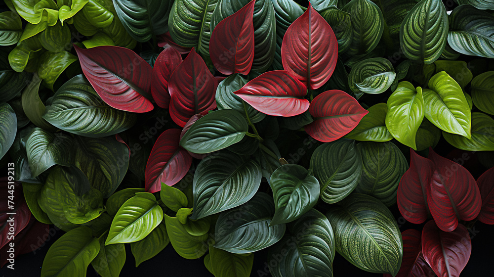 red and green leaves on the garden red and green leaves on the garden