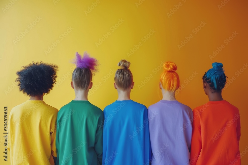 LGBTQ Pride gender identity equality. Rainbow generosity colorful compromise diversity Flag. Gradient motley colored scholar LGBT rights parade festival morph diverse gender illustration - obrazy, fototapety, plakaty 