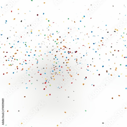 Colorful confetti scattered on white background for celebrations and festive party decor