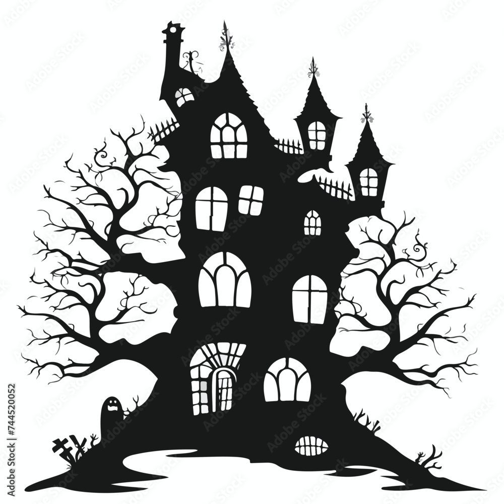 Isolated haunted house silhouetteector design isol