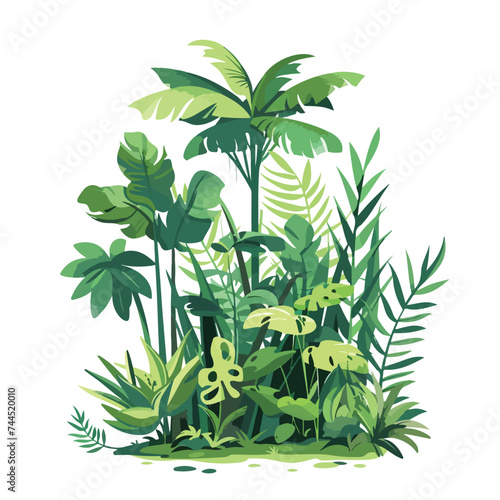 Jungle wild nature green color scene isolated on whi