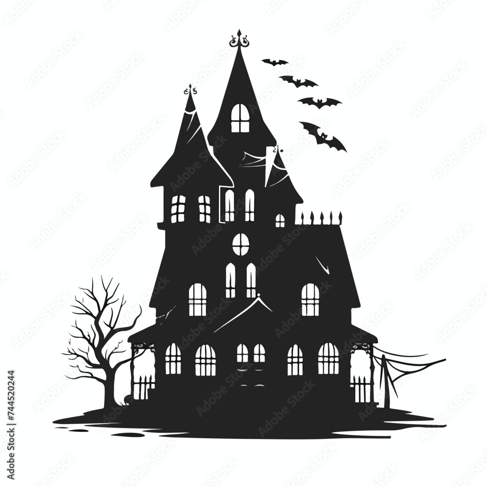 Isolated haunted house silhouetteector design isol